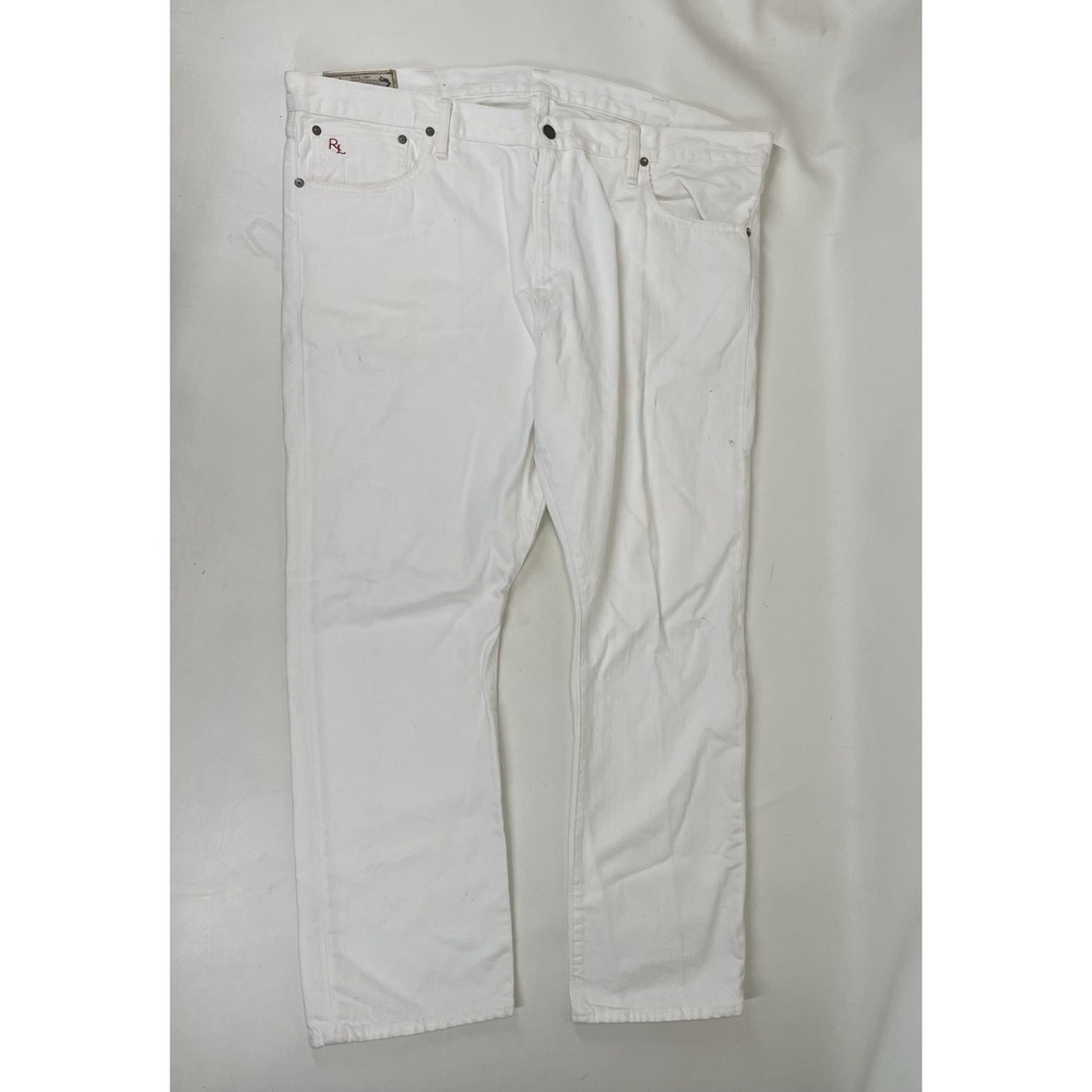Polo Ralph Lauren Varick Slim Straight Selvedge Jeans Mens Size 42x30 White NWT